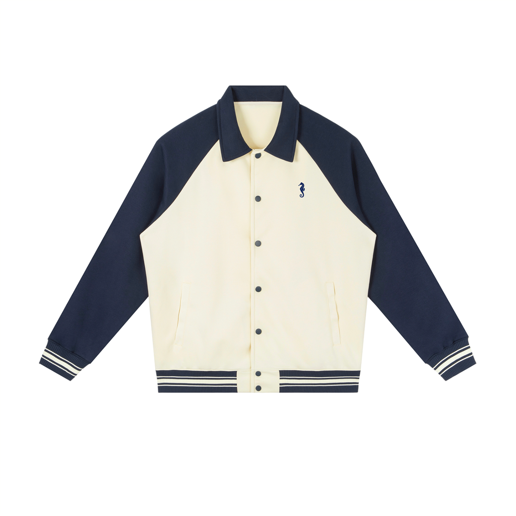 Contrast Raglan Sleeve Baseball Jacket